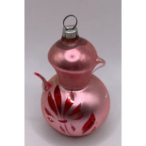 Vintage Mercury Glass Blown Christmas Ornament Pink Teapot Handle and Spout